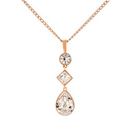 Pendentif sur chaîne MERCI en Plaqué Or Rose avec Cristaux Swarovski® Blancs