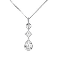 Pendentif sur chaîne MERCI en Plaqué Rhodium avec Cristaux Swarovski® Blancs