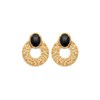 Boucles d'oreilles pendantes agate noire plaqué or TILDA - Bijoux Privés Discovery - vue V1