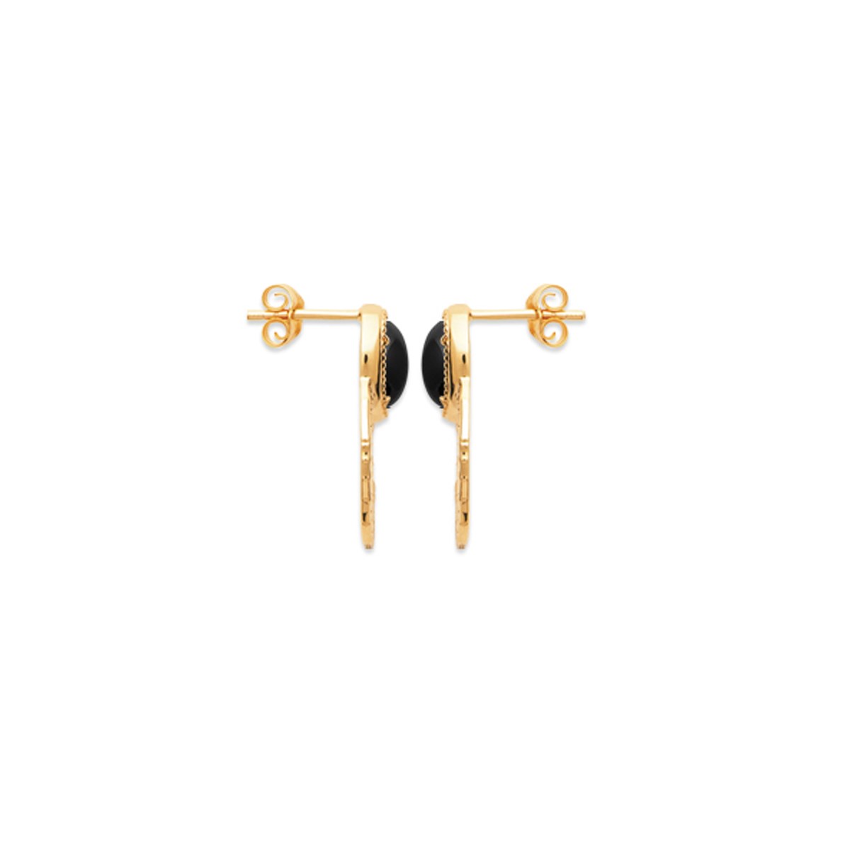 Boucles d'oreilles pendantes agate noire plaqué or TILDA - Bijoux Privés Discovery - vue 2