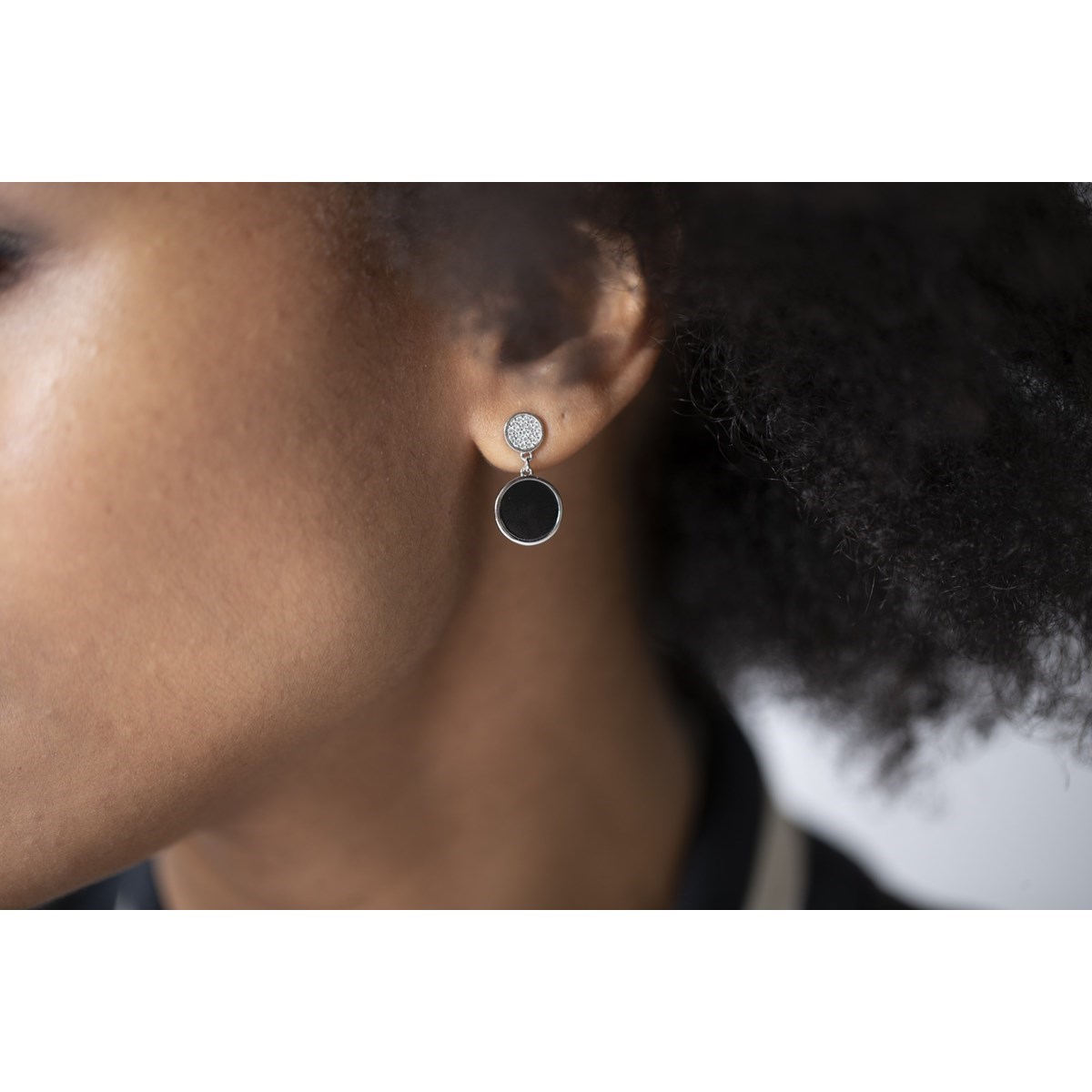 Boucles d'oreilles pendantes en Argent 925 millièmes et céramique - blanc brillant - vue 3