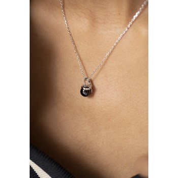 Collier mono-motif en Argent 925 millièmes et céramique - blanc brillant