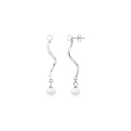 Boucles d'oreilles pendantes en Acier 316L et céramique - blanc brillant