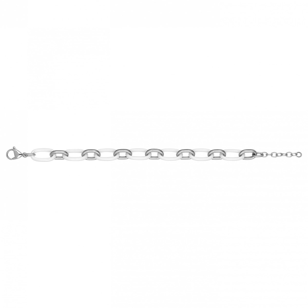 Bracelet souple multi-motifs en Acier 316L et céramique - blanc brillant