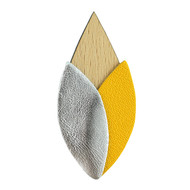 Broche en bois et cuir TULIPE Citron