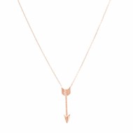 Collier argent fleche rose sertie