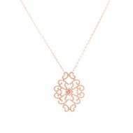 Collier argent rose fleur de coeur serti