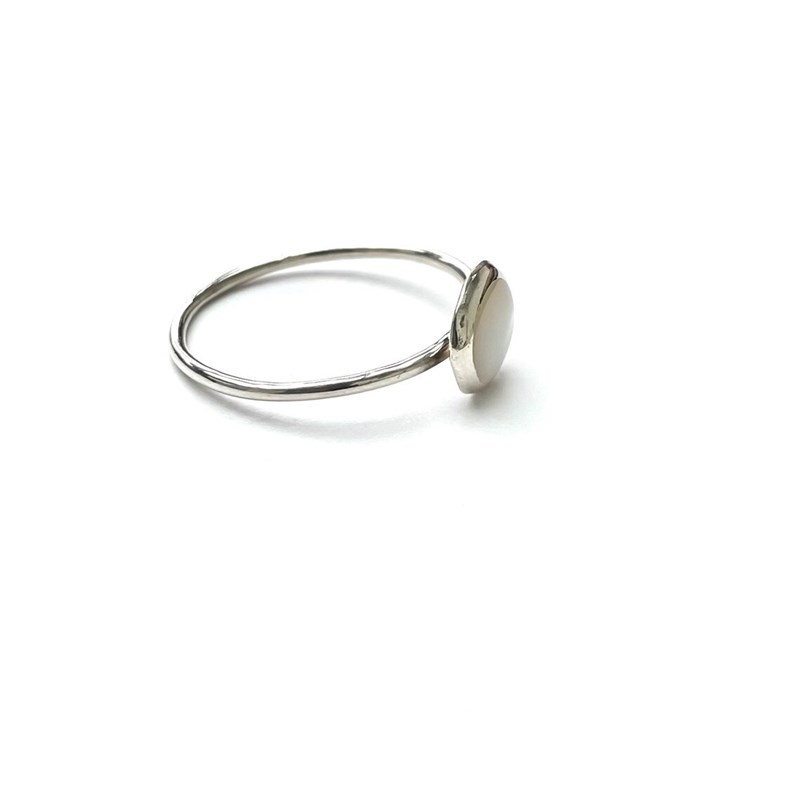 Bague fine en argent et nacre - vue 3