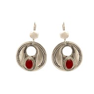 Boucles d'Oreilles ronde et perle rouge