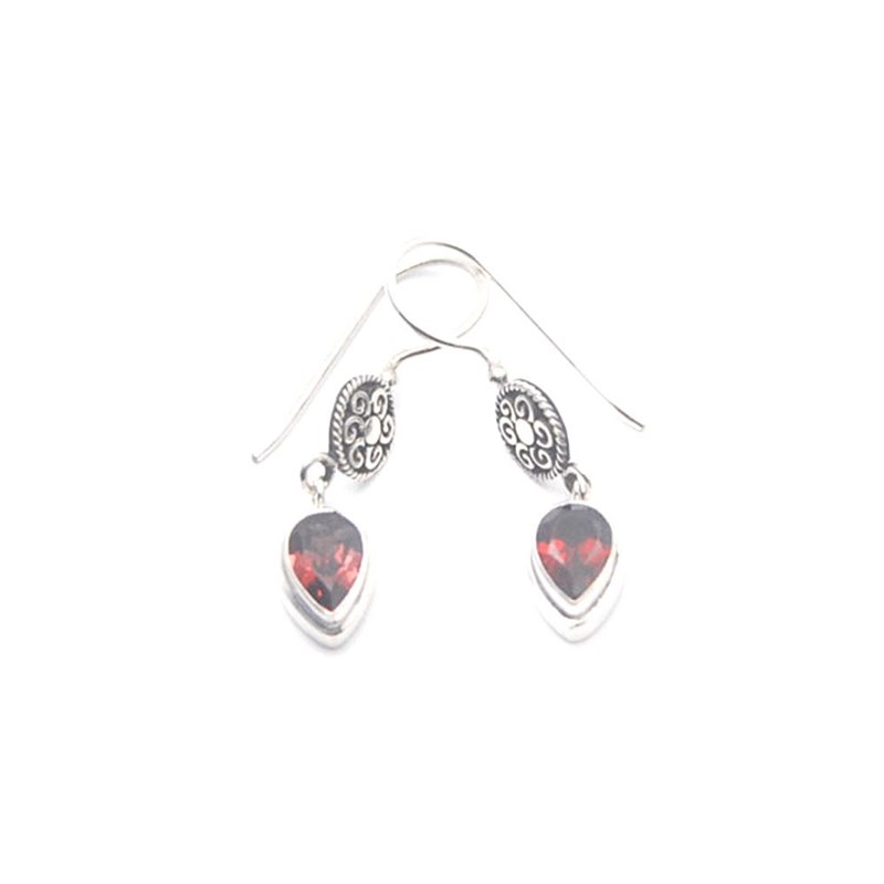 Boucles oreilles argent et grenat