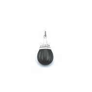 Pendentif goutte en argent, agate noire