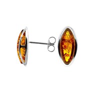 Boucle d'oreille argent 925 Ambre veritable de la mer Baltique