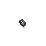 Bague, anneau noir en acier MOTIF GREC