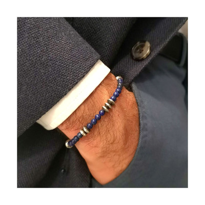 Bracelet Homme LOHAN avec perles d'Améthyste et Argent 925 - vue V2