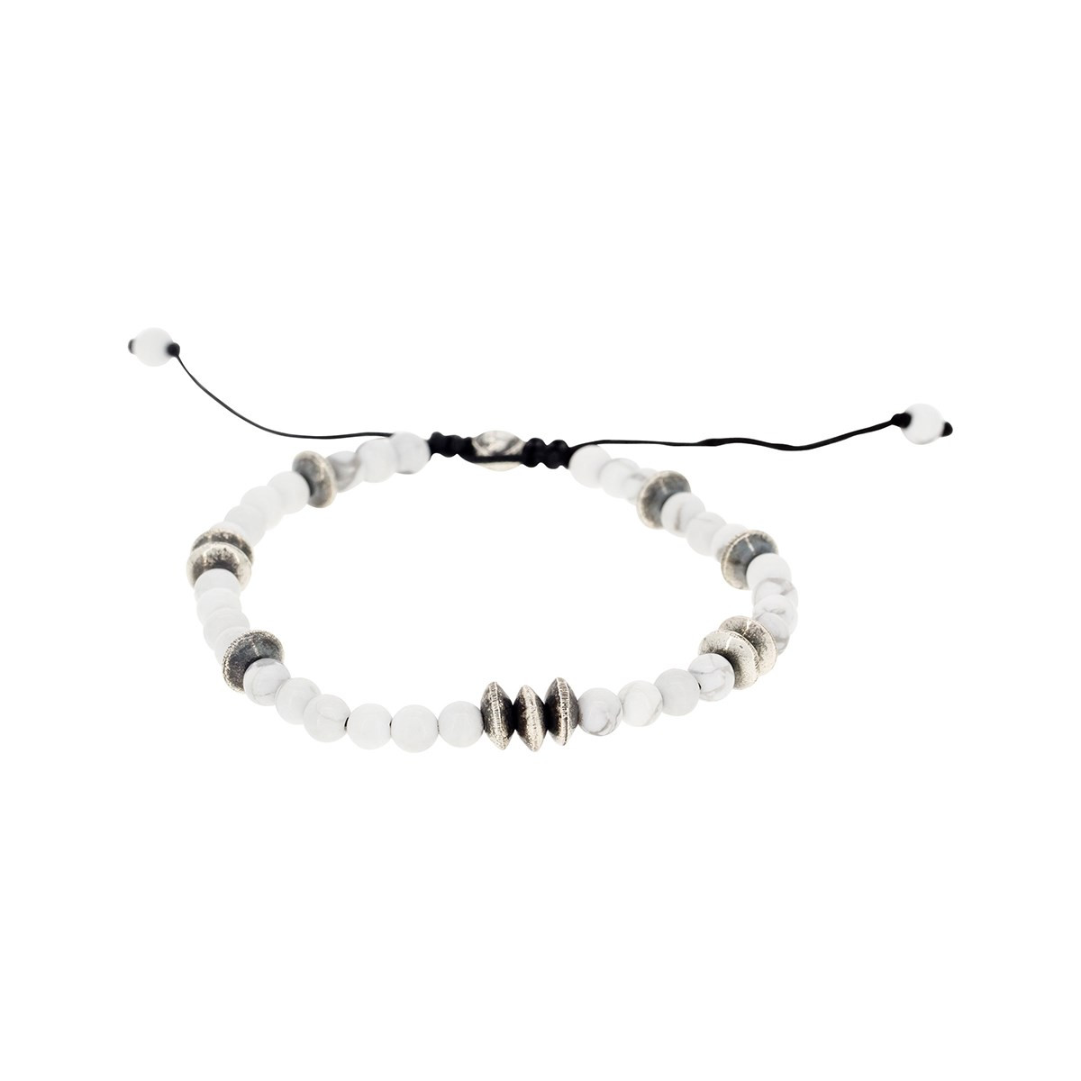 Bracelet Homme JAKUB avec perles d'Howlite et Argent 925 - vue V1