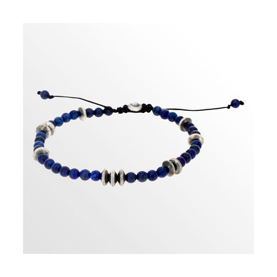 Bracelet Homme TIAGO avec perles de Lapis et Argent 925 - vue V1