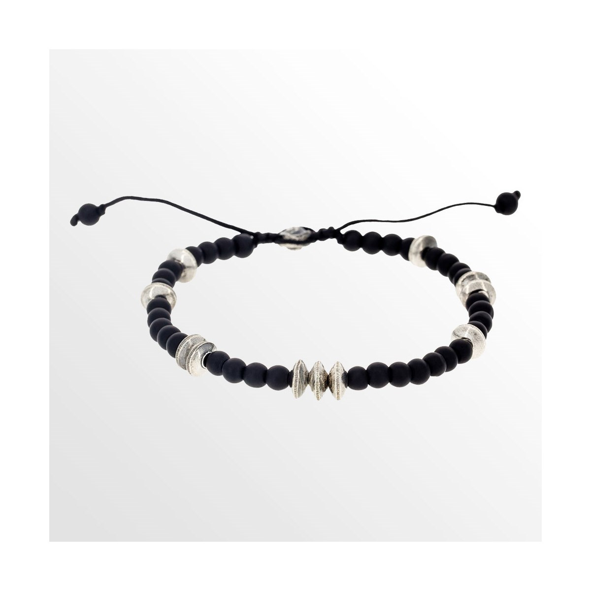 Bracelet Homme UNAI avec perles de pierres es et Argent 925 - vue V1