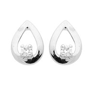 Boucles d'oreilles oxydes de zirconium or blanc 9 carats