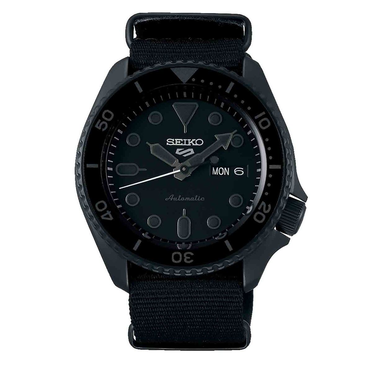 Montre Seiko sport 5 automatique acier et nato noir