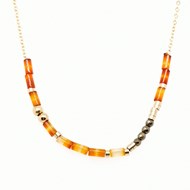 Collier Zag doré rouge - gold red - agate-hematite