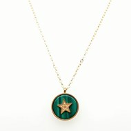 Collier Zag Doré vert - Malachite