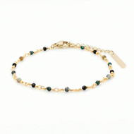 Bracelet jonc Zag acier doré vert - gold green