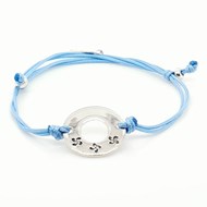 Bracelet argent cible motif 3 croix basques coton bleu
