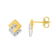 Boucles d'oreilles double losange empierré or jaune