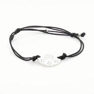 Bracelet argent cible motif 3 croix basques coton noir