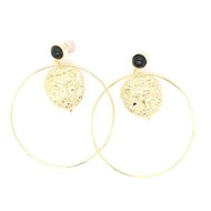 Boucles d'oreilles Zag doré noir gold black onyx