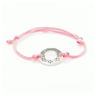 Bracelet argent cible motif 3 croix basques coton rose