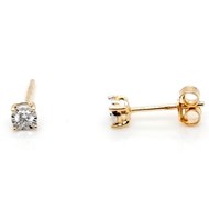 Boucles d'oreilles puces diamants or jaune