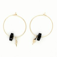 Boucles d'oreilles Zag dorées noir - gold black