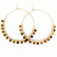 Boucles d'oreilles Zag dorées marron-gold brown - oeil de tigre