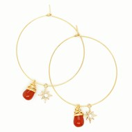 Boucles d'oreilles Zag dorées rouge - gold red - cornaline