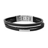 Bracelet homme Fossil triple rang cuir noir - vue V1