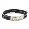 Bracelet homme Fossil triple rang cuir noir - vue V2