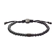 Bracelet homme Fossil pierre de lave et hématite