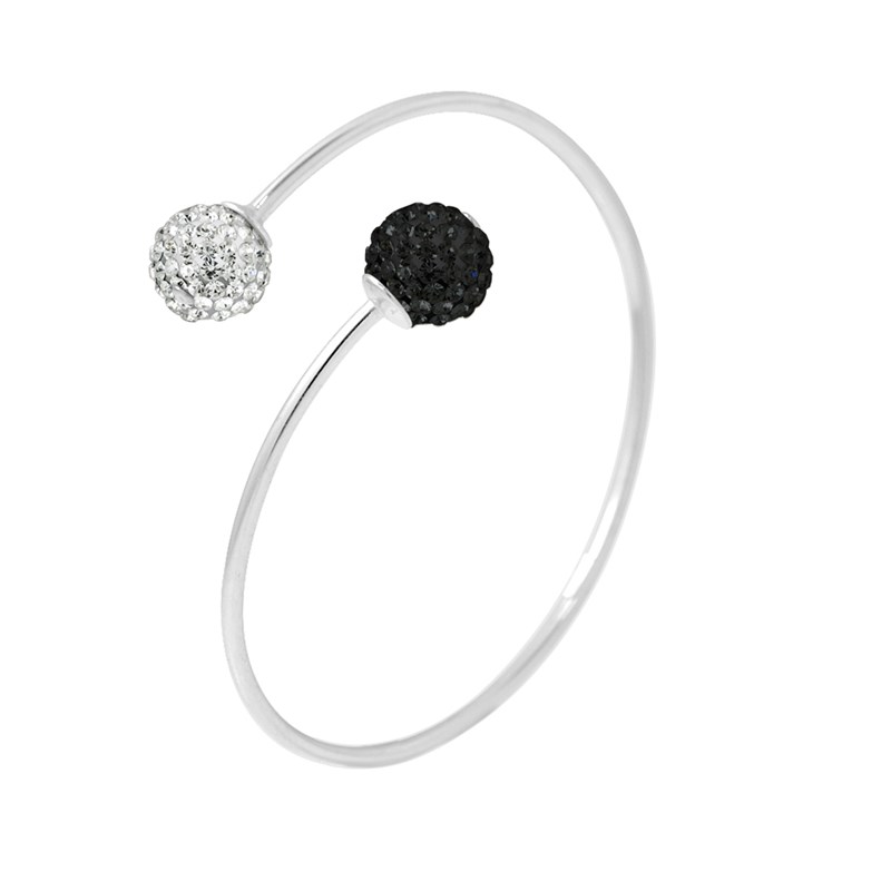 Bracelet TOI ET MOI - Cristal blanc/noir - Argent 925
