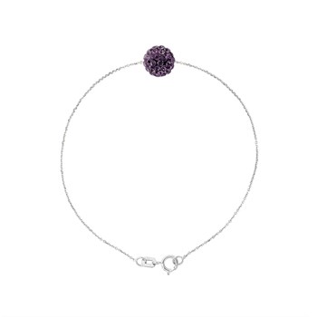 Bracelet - Boule cristal violet - Argent 925