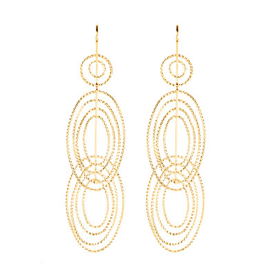 Boucles d'oreilles argent cascade 3d dore - vue V1