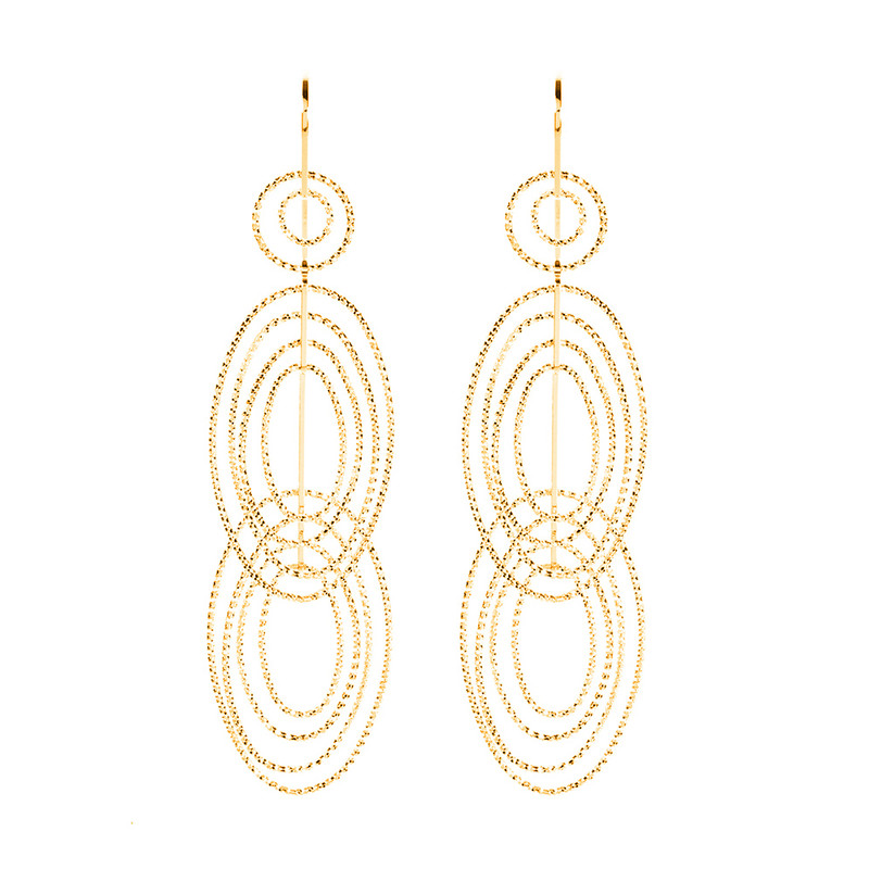 Boucles d'oreilles argent cascade 3d dore - vue V1