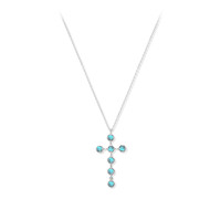 Collier argent rhodie croix turquoise