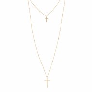 Collier argent sautoir brésilien croix dore