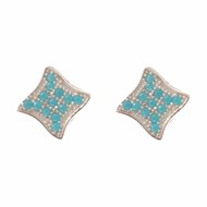 Boucles d'oreilles argent pave ondule serti rose
