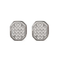 Boucles d'oreilles puce argent rectangle serti rhodie