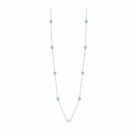 Collier argent sautoir goutte de cristal argent pierres bleue turquoise