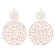 Boucles d'oreilles argent rond motif asteque rose