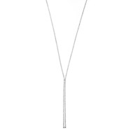 Collier argent rhodie cravate sertie