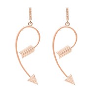 Boucles d'oreilles argent flèche sertie rose